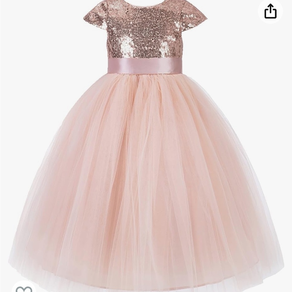 Girls Blush Sequin Dress